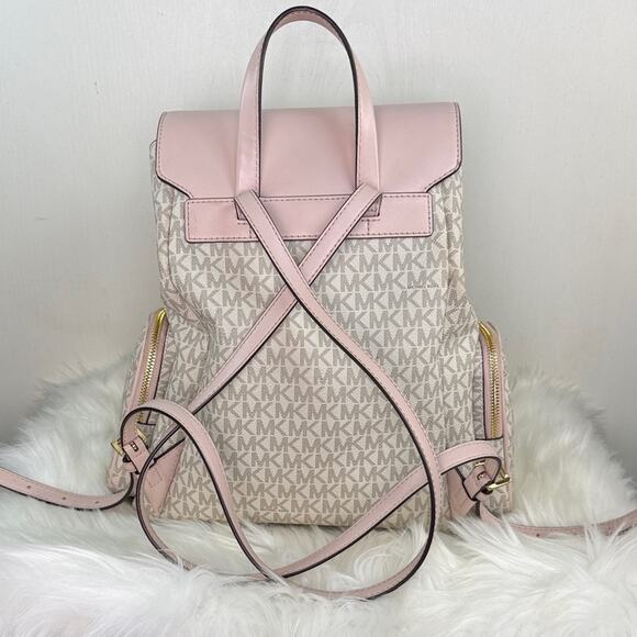 Michael Kors Pink and Cream Jet Set Large Logo Backpack main image 6